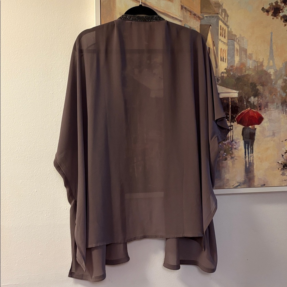 Bishop & Young Taupe Embellished Kimono Wrap, size S/M - Picture 3 of 6